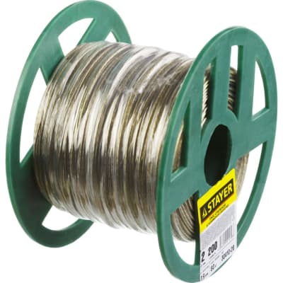 Трос стальной в полимерной оболочке STAYER 2 мм, 200 м 30410-20