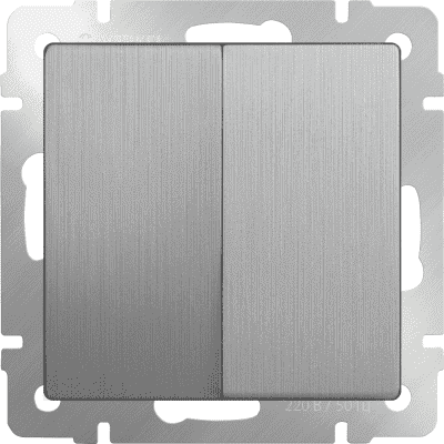 Выключатель двухклавишный Werkel WL09-SW-2G cеребряный рифленый 4690389085147