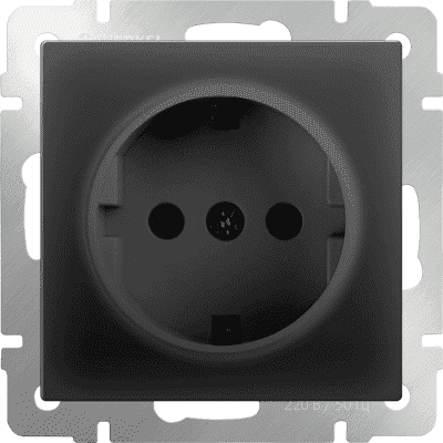 Розетка с заземлением Werkel WL08-SKG-01-IP20 черный матовый 4690389054211