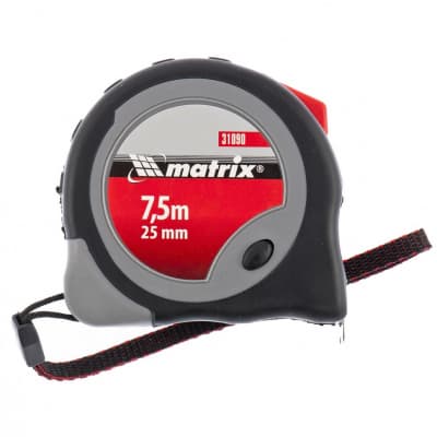 Рулетка Continuous fixation, 7,5 м х 25 мм, двухкомпонентный корпус, плавная фиксация Matrix 31090