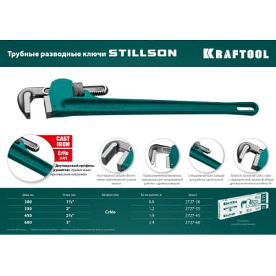 KRAFTOOL STILLSON, 2.5″, трубный разводной ключ 2727-45