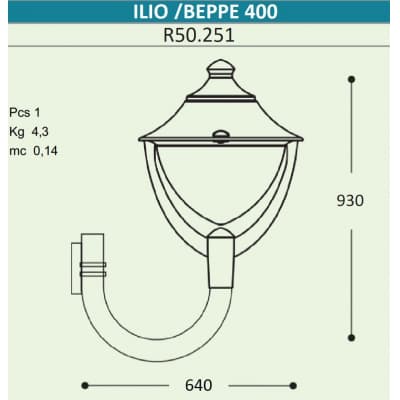 Светильник уличный настенный FUMAGALLI ILIO/BEPPE P50.251.000.AYH27