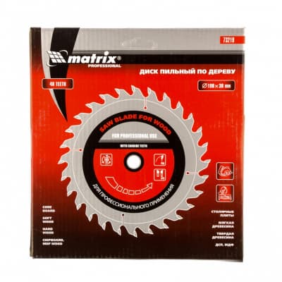 Пильный диск по дереву, 190 х 30 мм, 48 зубьев Matrix Professional 73219