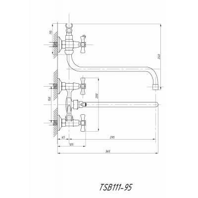 Смеситель для ванны с душем TSARSBERG TSB-111-95 тип См-ВУДРНШлА