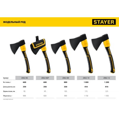 Кованый топор STAYER FIBERGLASS, 600/800 г, с чехлом, 350 мм 2062-06P_z02