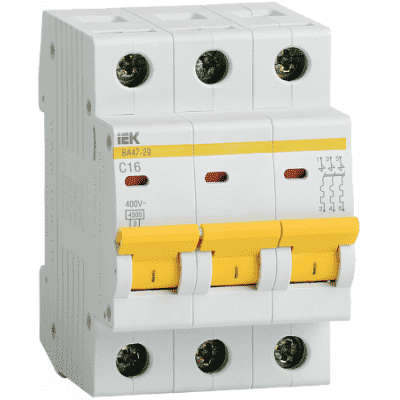 Автоматический выключатель IEK ВА47-29 3Р 20А 4,5кА х-ка D MVA20-3-020-D