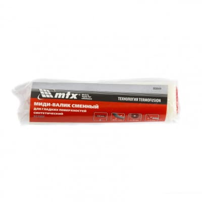 Миди-валик сменный для гладких поверхностей синтетический, 150 мм, ворс 4 мм, D 30 мм, D ручки 6 мм, велюр MTX 80849