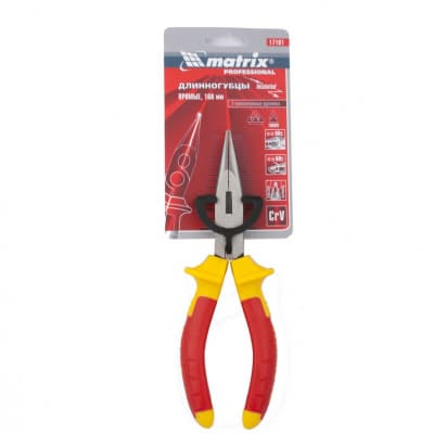 Длинногубцы прямые Insulated, 160 мм, двухкомпонентные рукоятки Matrix Professional 17101