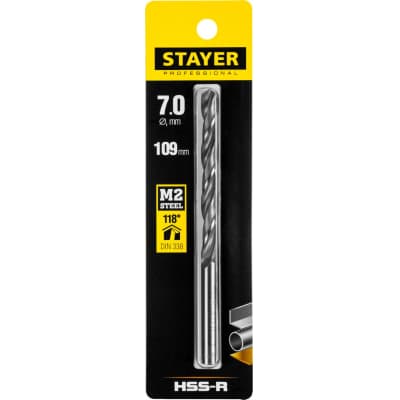 STAYER PROFI 7.0х109мм, Сверло по металлу HSS-R, быстрорежущая сталь М2(S6-5-2) 29602-7
