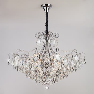 Люстра хрустальная Eurosvet Crystal 10080/12 хром/прозрачный хрусталь Strotskis