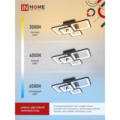 Светильник светодиодный IN HOME ELEGANT ARISTO-B 90Вт 230В 3000-6500K 7000Лм 535х370х151мм пульт ДУ черный 4690612047294