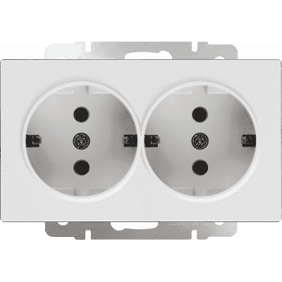 Розетка с заземлением двойная Werkel WL01-SKG-02-IP20 белая 4690389073106