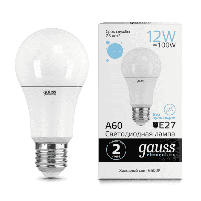 Лампа светодиодная Gauss LED Elementary A60 12W E27 6500K 23232