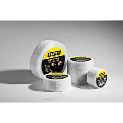 Сетка стеклотканевая самоклеящаяся STAYER 5 см х 20 м, 3х3 мм FIBER-Tape 1246-05-20_z01