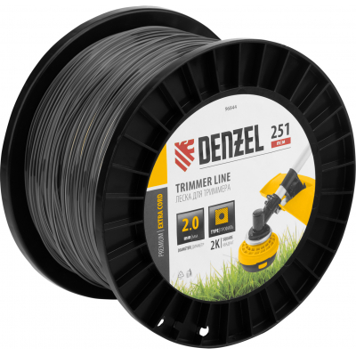 Леска для триммера двухкомпонентная квадрат, 2,0мм х 251м, на DIN катушке EXTRA CORD Denzel 96844