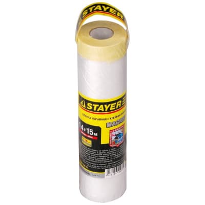 Пленка укрывная с клейкой лентой маскер STAYER 1.4 х 15 м, 9 мкм 12255-140-15