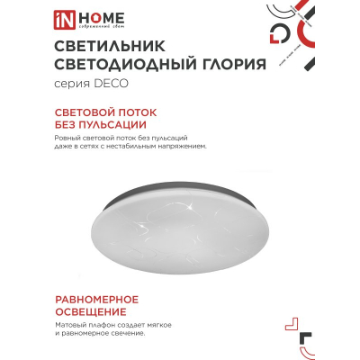 Светильник светодиодный IN HOME DECO ГЛОРИЯ 95Вт 230В 6500К 10000Лм 483х67мм 4690612058627