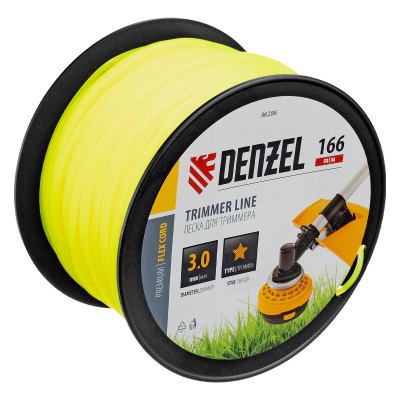 Леска для триммера звезда, 3,0мм х 166м, на DIN катушке FLEX CORD Denzel 96288