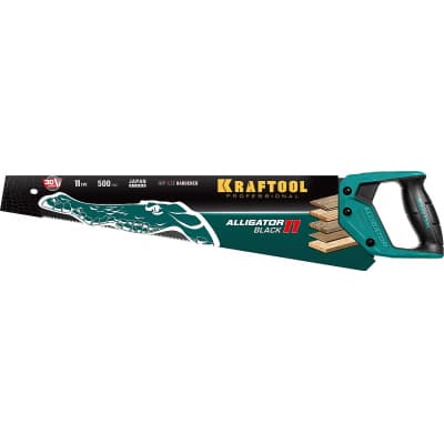 Ножовка для точного реза "Alligator BLACK 11", 500 мм, 11 TPI 3D зуб, KRAFTOOL 15205-50