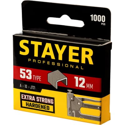 STAYER 12 мм скобы для степлера тонкие тип 53, 1000 шт 3159-12_z02