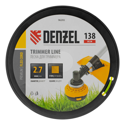 Леска для триммера квадрат, 2,7м х 138м, на DIN катушке FLEX CORD Denzel 96293
