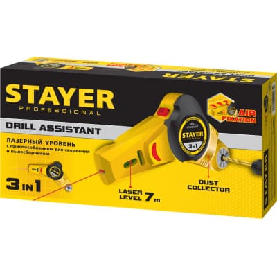 STAYER Drill Assistant уровень с приспособлением для сверления, 7м, точн. +/-1,5 мм/м 34987