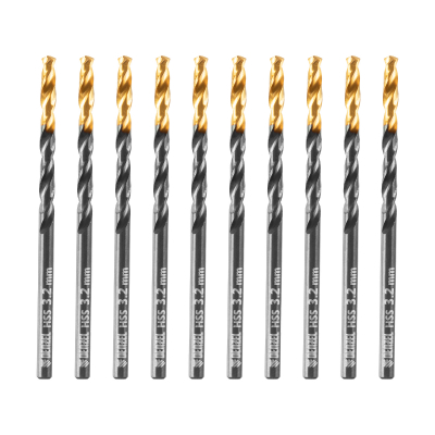 Сверло по металлу, 3,2 мм, HSS-Tin, Golden Tip, 10 шт. Denzel 717206