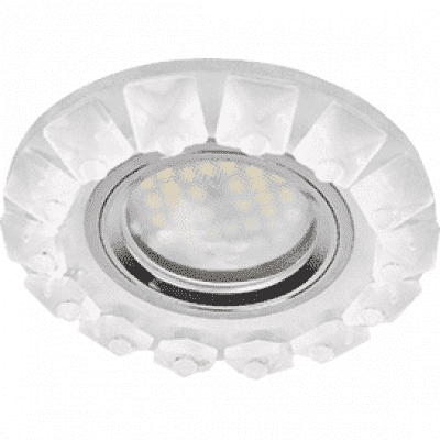 Ecola MR16 DL1661 GU5.3 Glass Стекло Круг с крупными стразами Конус Матовое/фон мат./центр.часть хром 38x95 FN16RGECB