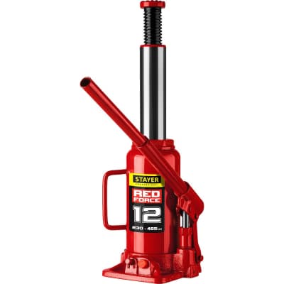 Домкрат бутылочный гидравлический RED FORCE STAYER 12т, 230-465 мм 43160-12_z01