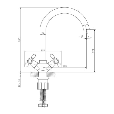 Смеситель для кухонной мойки DECOROOM DR53 (DR53028)