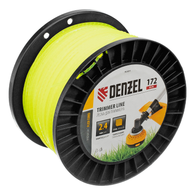 Леска для триммера зубчатый квадрат, 2,4мм х 172м, на DIN катушке FLEX CORD Denzel 96804