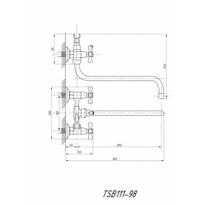 Смеситель для ванны с душем TSARSBERG TSB-111-98 тип См-ВУДРНШлА