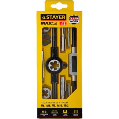 Набор метчиков и плашек STAYER 12 предметов, легированная сталь MaxCut 28012-H12_z01