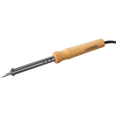 Электропаяльник STAYER 80 Вт, 220 В, клин, деревянная рукоятка Maxterm 55310-80