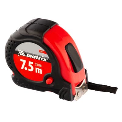 Рулетка Status Magnet fixation, 7,5 м х 25 мм, обрезиненный корпус, зацеп с магнитом Matrix 31031