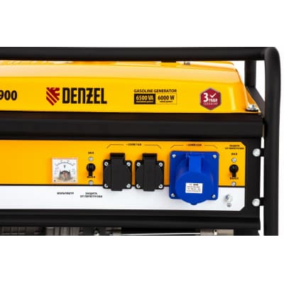 Генератор бензиновый GE 7900, 6.5 кВт, 220 В/50 Гц, 25 л, ручной пуск Denzel 94638