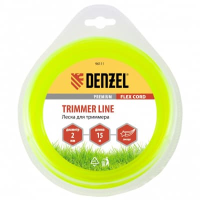 Леска для триммера, звезда 2 мм х 15 м, блистер Flex cord Denzel 96111