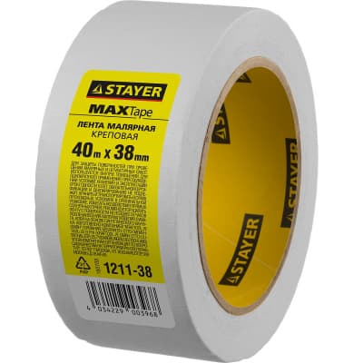 Лента малярная STAYER 38 мм, 40 м, до +80° С 1211-38
