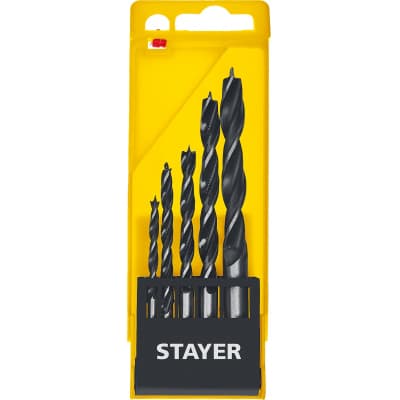 STAYER "M-type" 5 шт. 4-5-6-8-10мм, набор спиральных сверл по дереву 2942-H5_z02