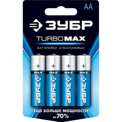 Щелочная батарейка 1.5 в, тип аа, 4 шт, ЗУБР turbo-max 59206-4C_z01