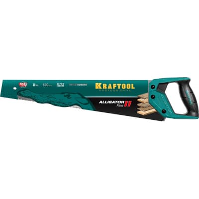 Ножовка для точного реза "Alligator Fine 11", 500 мм, 11 TPI 3D зуб, KRAFTOOL 15203-50