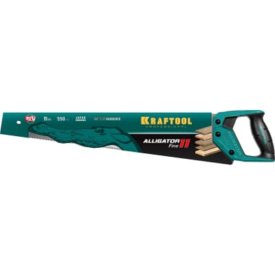 Ножовка для точного реза "Alligator Fine 11", 550 мм, 11 TPI 3D зуб, KRAFTOOL 15203-55