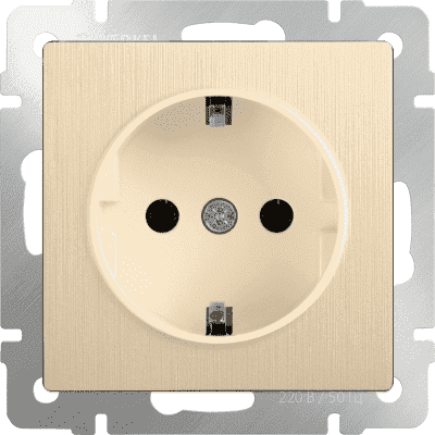 Розетка с заземлением и шторками Werkel WL10-SKGS-01-IP44 шампань рифленый 4690389085253