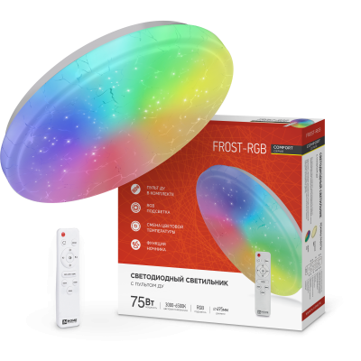 Светильник светодиодный IN HOME COMFORT FROST-RGB 75Вт 230В 3000-6500K 4400Лм 495x85мм с пультом дистанционного управления 4690612044644