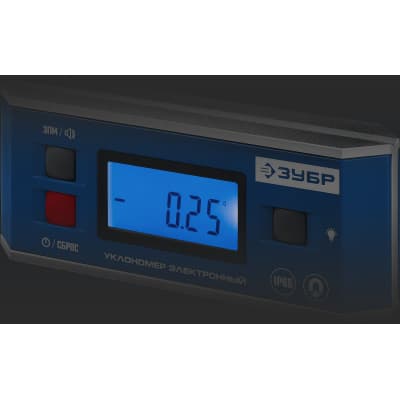 МИНИ уровень-уклономер электронный, IP65, Магнитный, Диапазон 0-90°, Точность ±0,05°, 3 кнопки, HOLD, Подсветка, Автоповорот, ЗУБР Профессионал 34745_z01