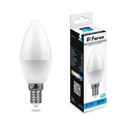 Лампа светодиодная FERON LB-570, C37 (свеча), 9W 230V E14 6400К 25800