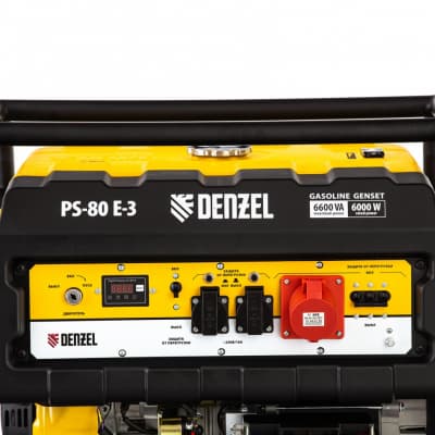 Генератор бензиновый PS 80 E-3, 6.6 кВт, 400 В, 25 л, электростартер Denzel 946954