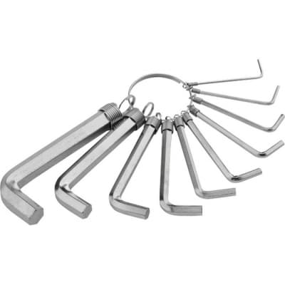 Набор ключей имбусовых HEX, 1,5-10 мм, CrV, 10 шт, никелированный, на кольце Sparta 112685
