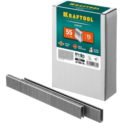 Скобы для степлера узкие KRAFTOOL скобы тип 55, 15 мм, 31789-15