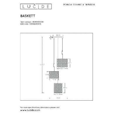 Подвесной светильник Lucide Baskett 45459/03/30